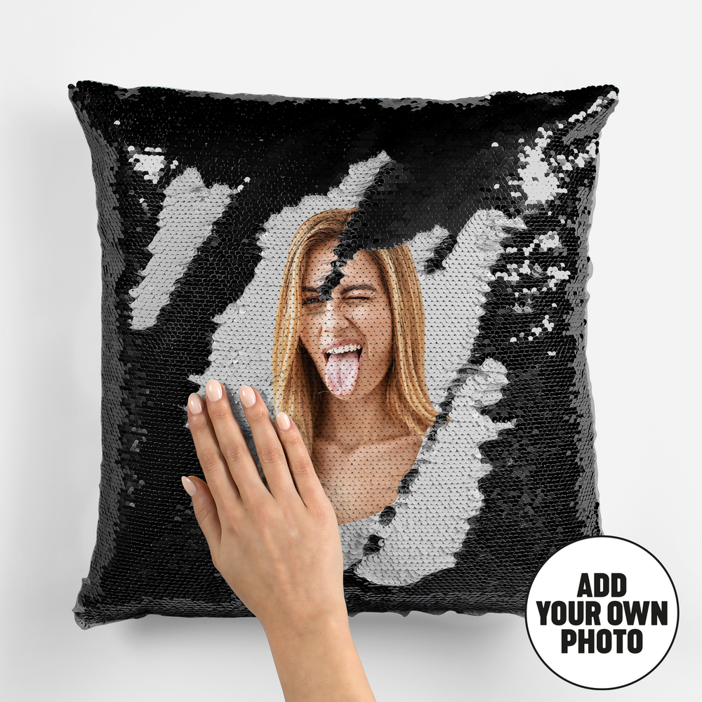 Peek A Boo Photo Sequin Cushion #1 image